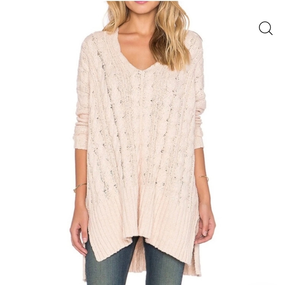 Free People Easy Cable V Neck Sweater Size xs